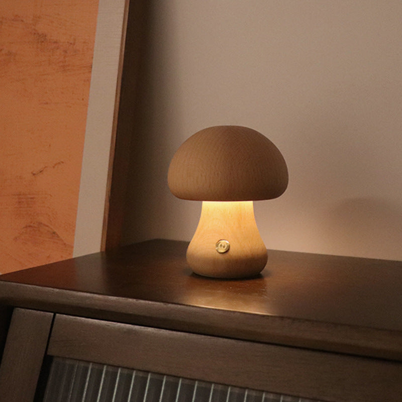 Lámpara de Mesa de Madera con Interruptor Táctil