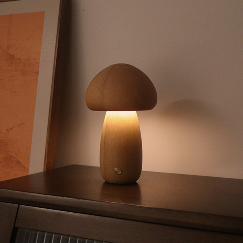 Lámpara de Mesa de Madera con Interruptor Táctil