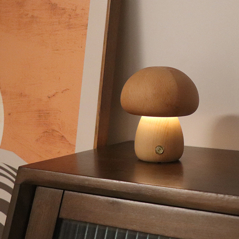 Lámpara de Mesa de Madera con Interruptor Táctil