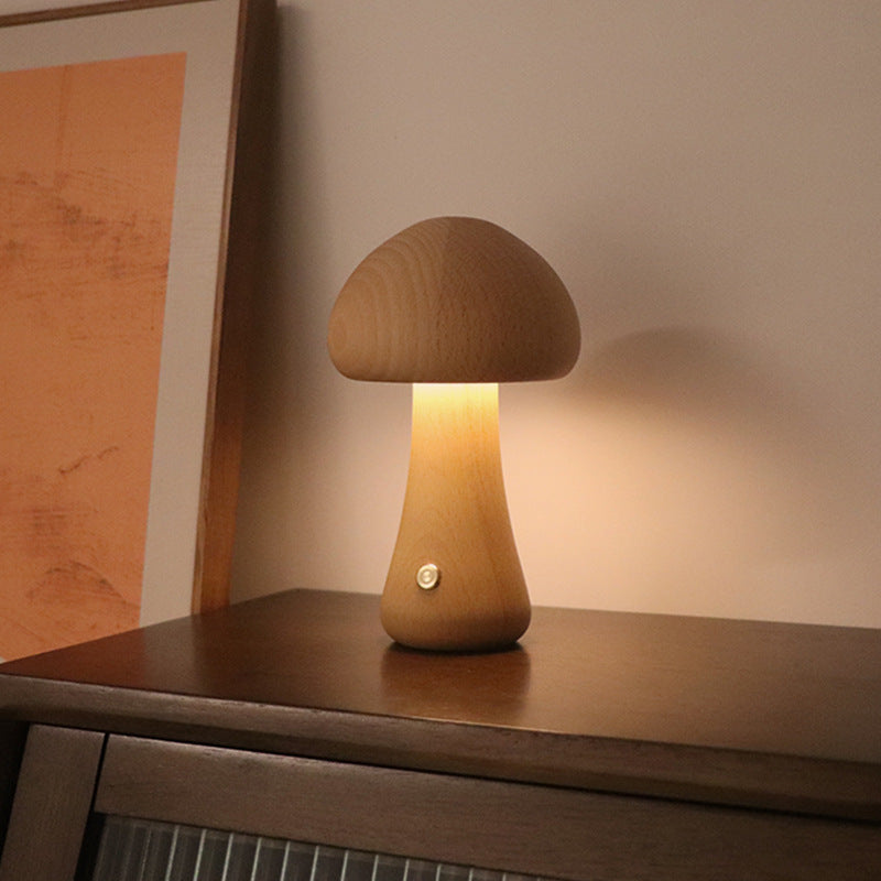 Lámpara de Mesa de Madera con Interruptor Táctil